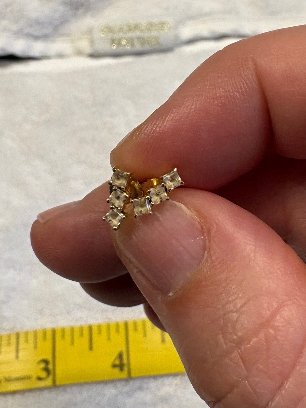 Mejuri white sapphire line stud earrings in gold - Picture 3 of 7